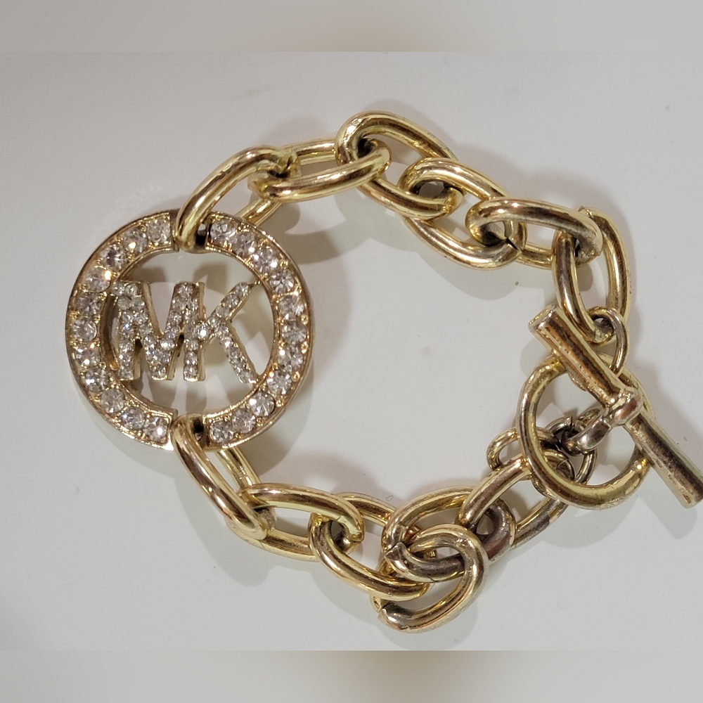 Michael Kors Gold-Tone Rhinestone TOGGLE Bracelet
